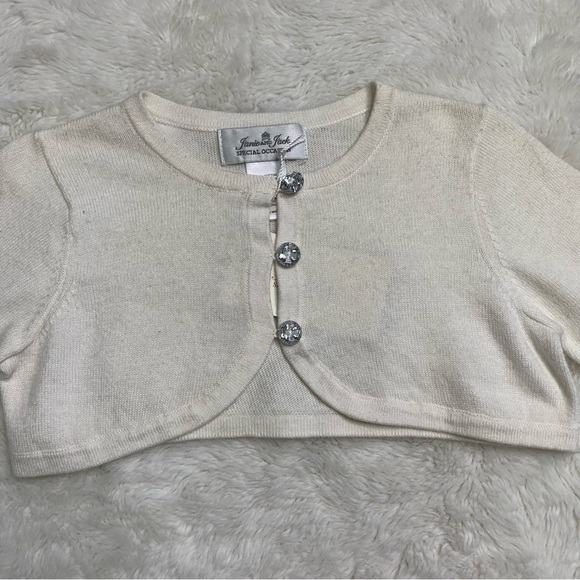 New Janie and Jack Special Occasion Girl's White Cropped Cardigan 18-24 Months - Picture 3 of 10